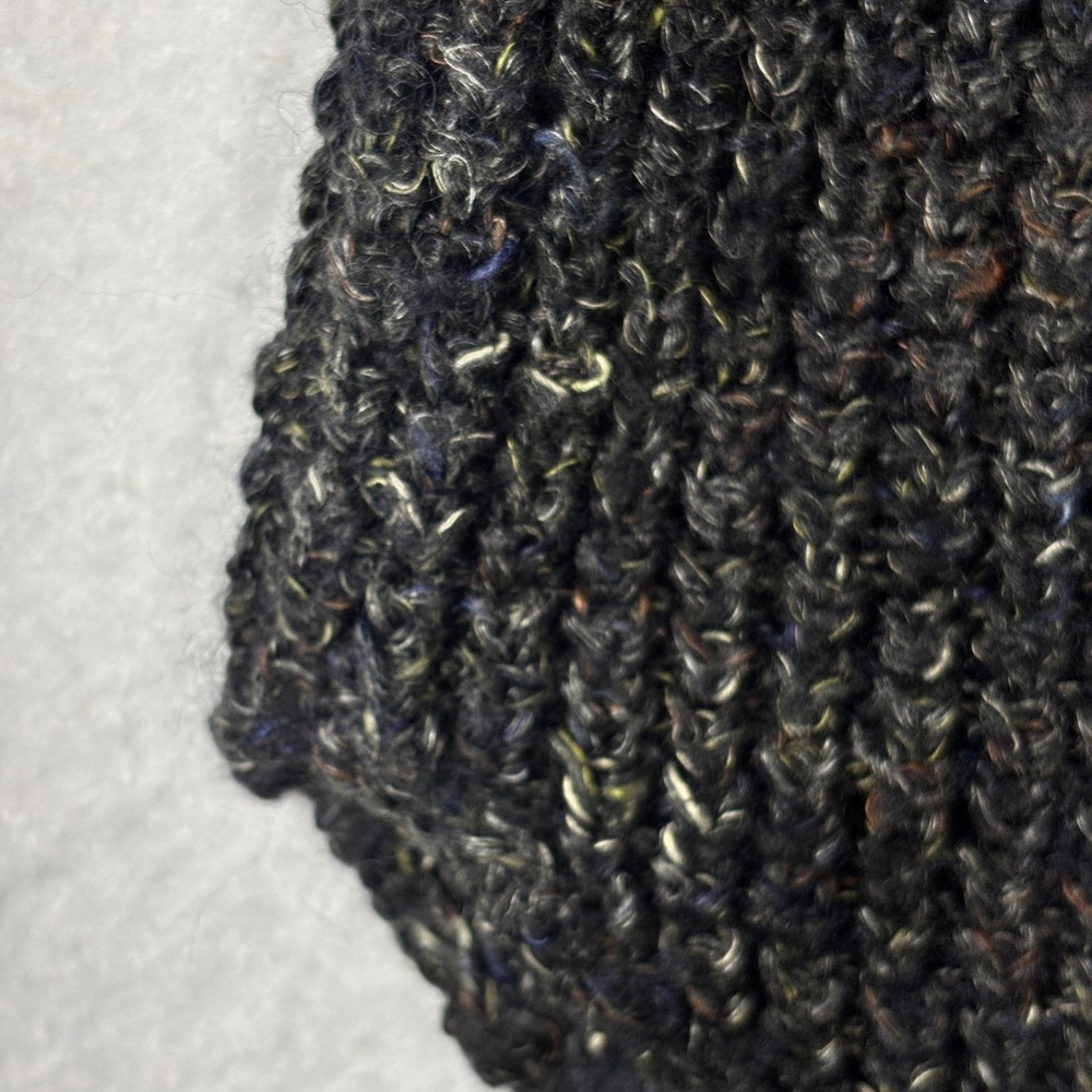 Free People Size M Tweedy Dark Gray Wool Blend Chunky Turtleneck Sweater Dylan - Picture 12 of 15